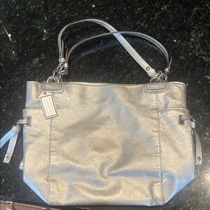 Coach Metallic Silver Shoulder Bag